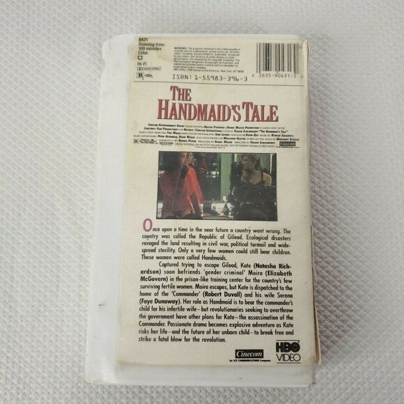 THE HANDMAID'S TALE VHS 1990 NATASHA RICHARDSON ROBERT DUVALL - Picture 2 of 3